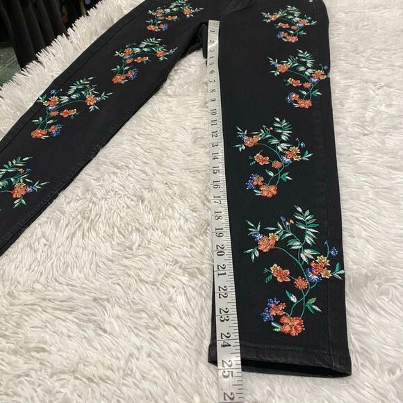 Topshop Jamie Jean in Black Floral Embroidery Size 28 - Picture 8 of 8